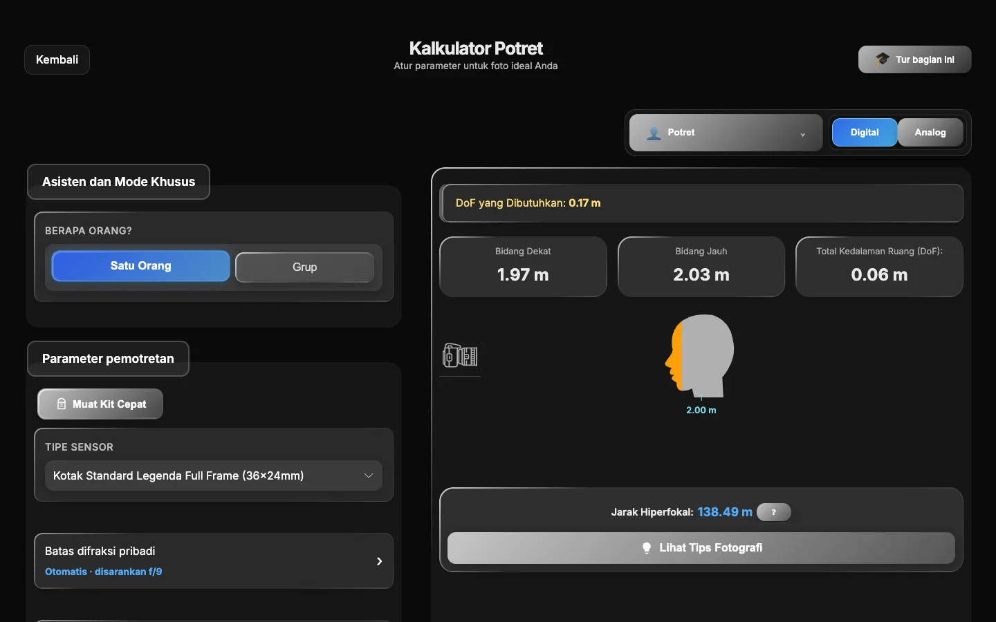 Perhitungan fokus dan alternatif di ShotPlanner