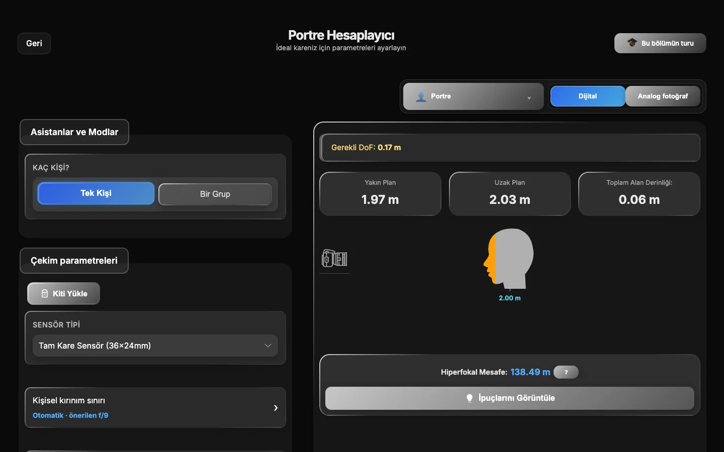 ShotPlanner odak hesapları ve alternatifleri